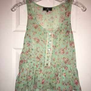 flowy floral sleeveless crop top